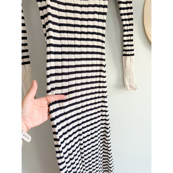 Zara | Striped Knit Dress with Scalloped Hem | Sz XS - Picture 5 of 9
